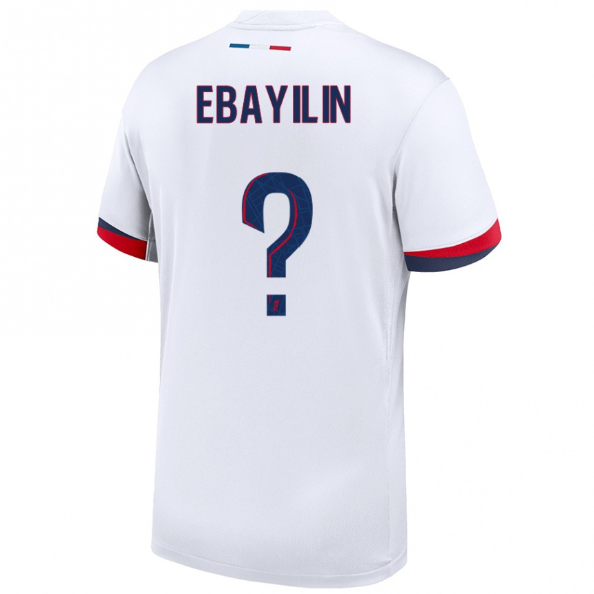 Kids Football Anais Ebayilin #0 White Blue Red Away Jersey 2024/25 T-Shirt