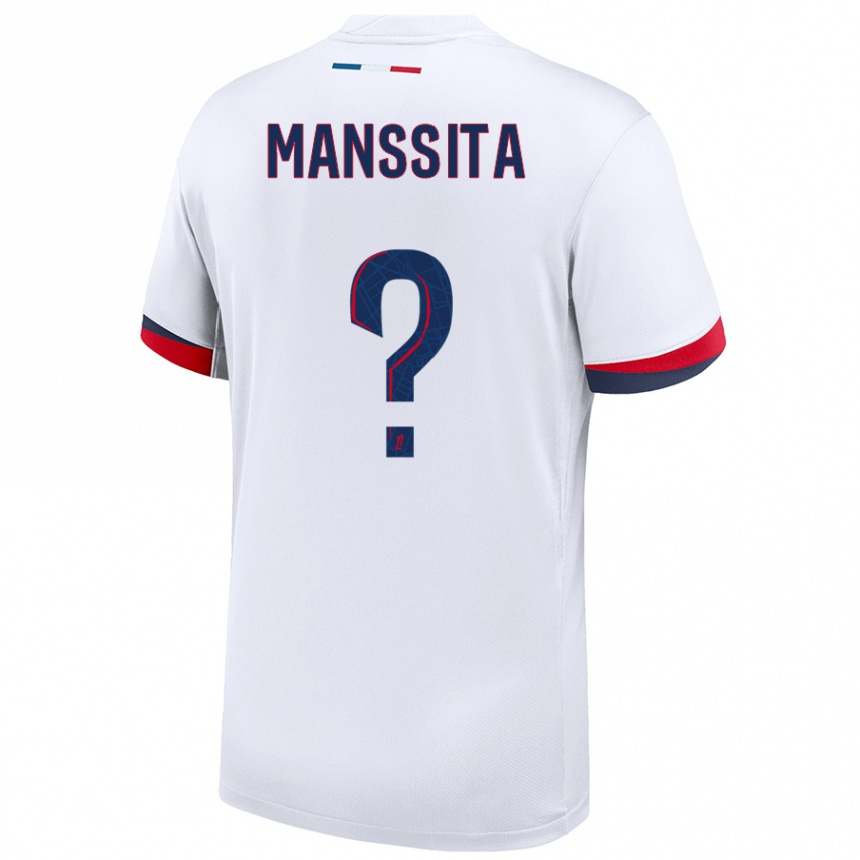 Kids Football Manssita Traore #0 White Blue Red Away Jersey 2024/25 T-Shirt