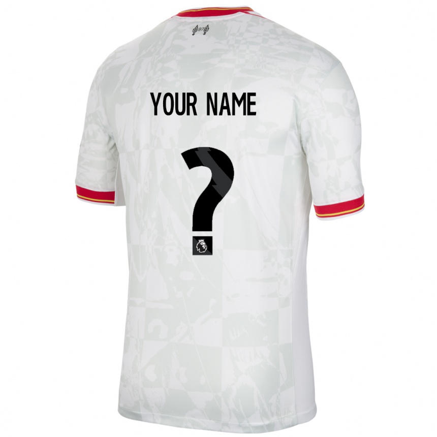 Kids Football Your Name #0 White Red Black Third Jersey 2024/25 T-Shirt