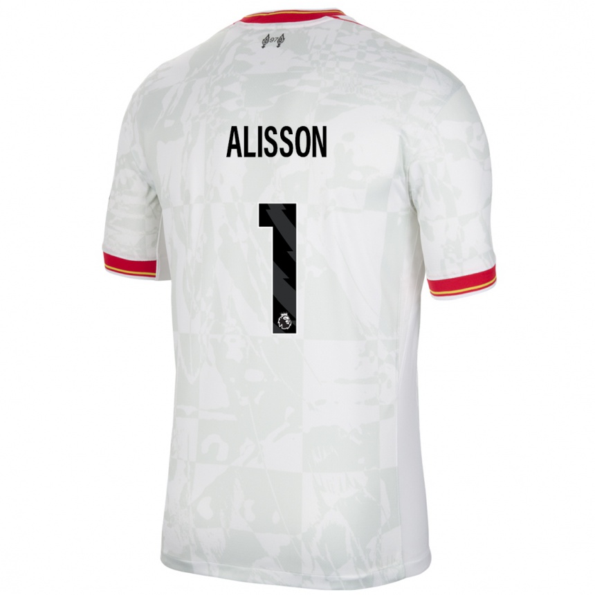 Kids Football Alisson #1 White Red Black Third Jersey 2024/25 T-Shirt