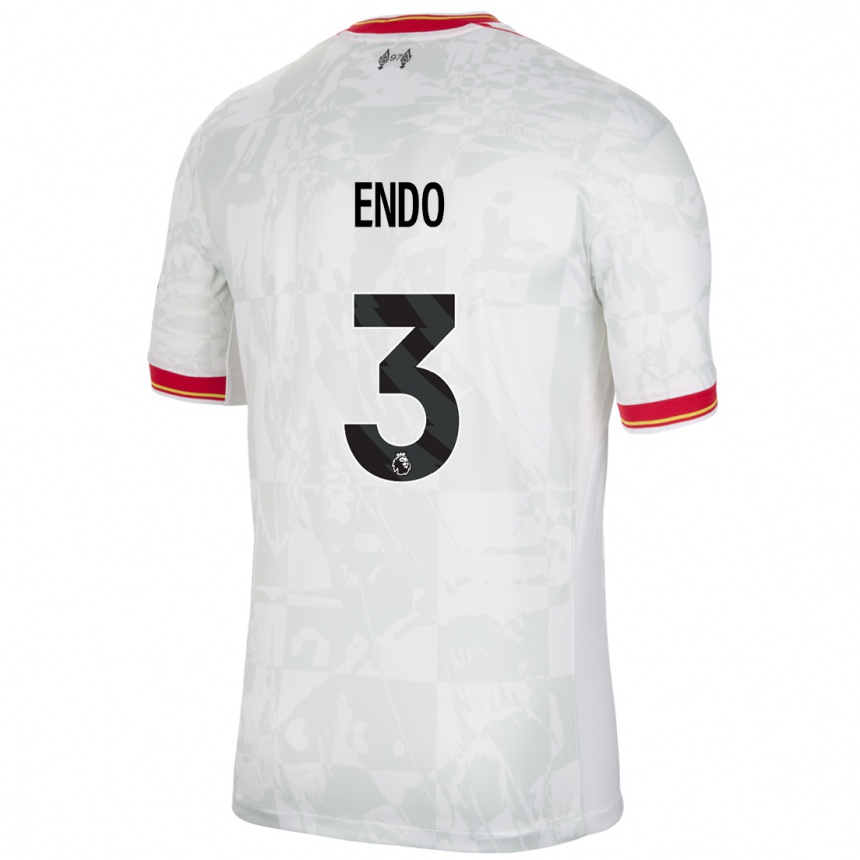 Kids Football Wataru Endo #3 White Red Black Third Jersey 2024/25 T-Shirt