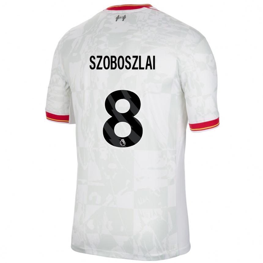 Kids Football Dominik Szoboszlai #8 White Red Black Third Jersey 2024/25 T-Shirt