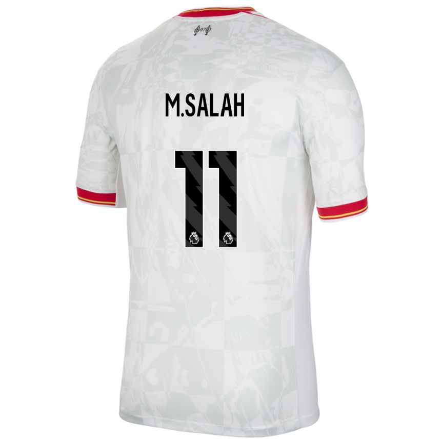 Kids Football Mohamed Salah #11 White Red Black Third Jersey 2024/25 T-Shirt