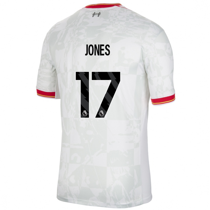 Kids Football Curtis Jones #17 White Red Black Third Jersey 2024/25 T-Shirt