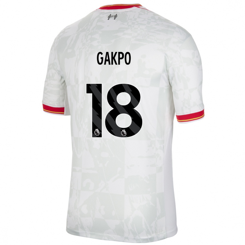 Kids Football Cody Gakpo #18 White Red Black Third Jersey 2024/25 T-Shirt