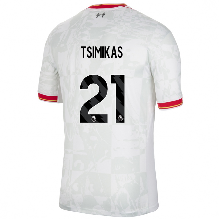 Kids Football Konstantinos Tsimikas #21 White Red Black Third Jersey 2024/25 T-Shirt