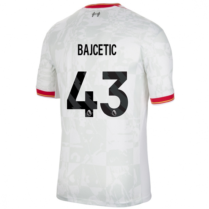 Kids Football Stefan Bajcetic #43 White Red Black Third Jersey 2024/25 T-Shirt