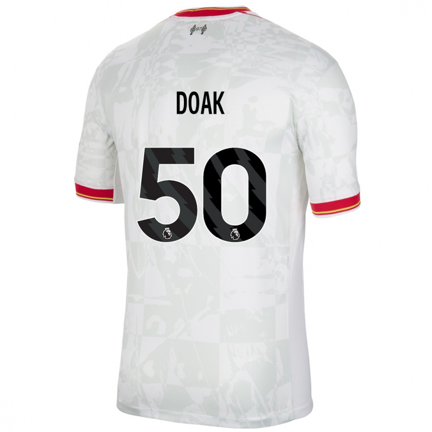 Kids Football Ben Doak #50 White Red Black Third Jersey 2024/25 T-Shirt