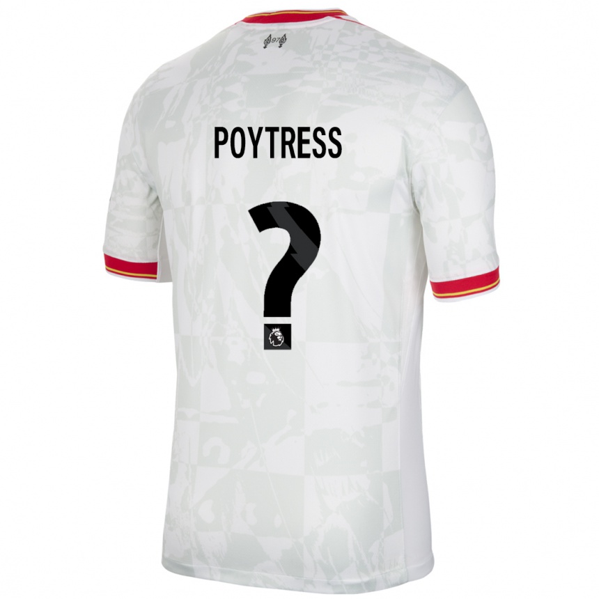 Kids Football Jacob Poytress #0 White Red Black Third Jersey 2024/25 T-Shirt