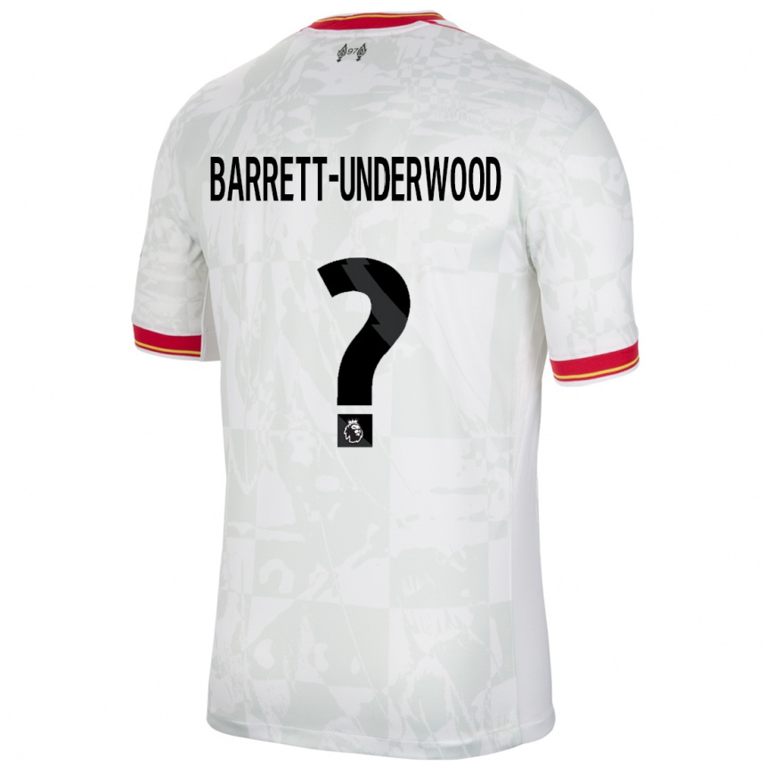 Kids Football Keehan Barrett-Underwood #0 White Red Black Third Jersey 2024/25 T-Shirt