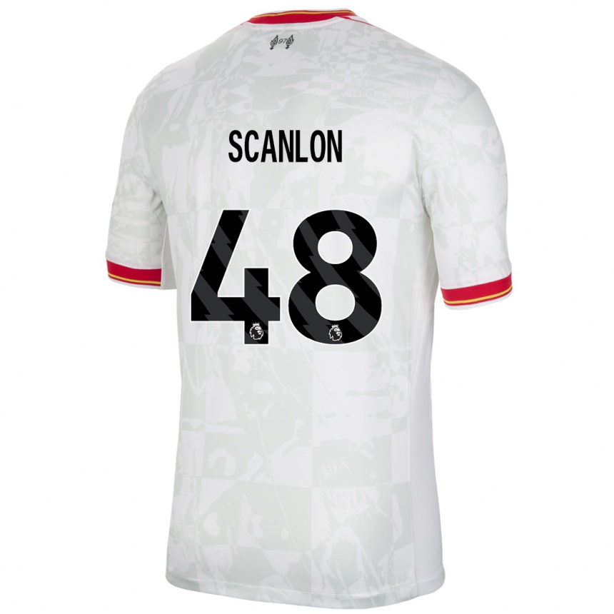 Kids Football Calum Scanlon #48 White Red Black Third Jersey 2024/25 T-Shirt