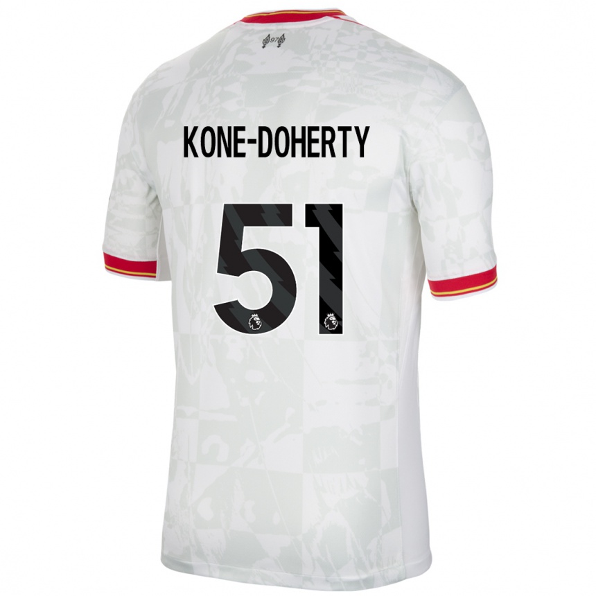 Kids Football Trent Kone-Doherty #51 White Red Black Third Jersey 2024/25 T-Shirt