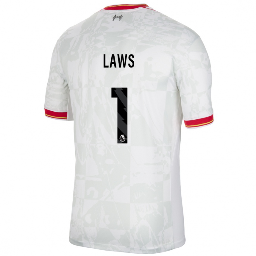 Kids Football Rachael Laws #1 White Red Black Third Jersey 2024/25 T-Shirt