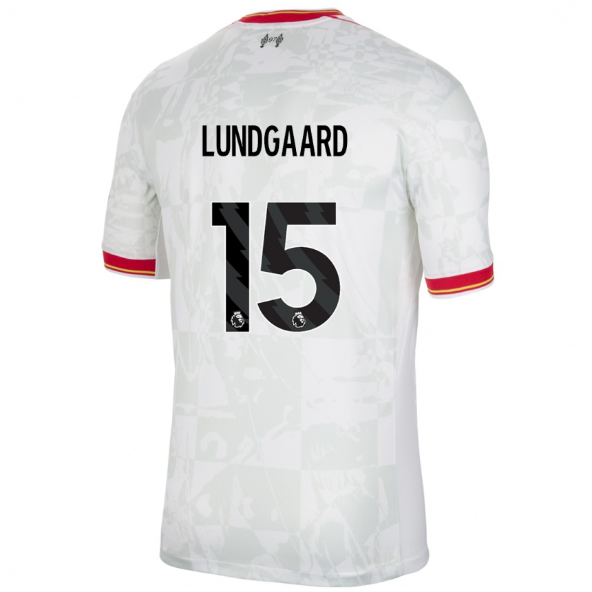 Kids Football Sofie Lundgaard #15 White Red Black Third Jersey 2024/25 T-Shirt