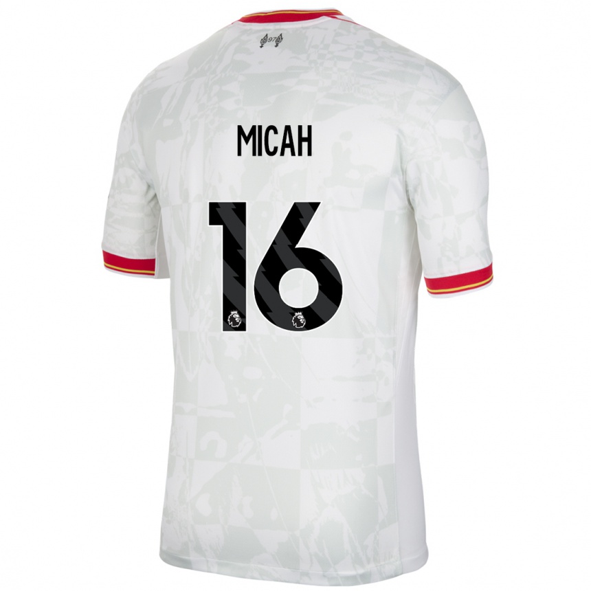 Kids Football Teagan Micah #16 White Red Black Third Jersey 2024/25 T-Shirt