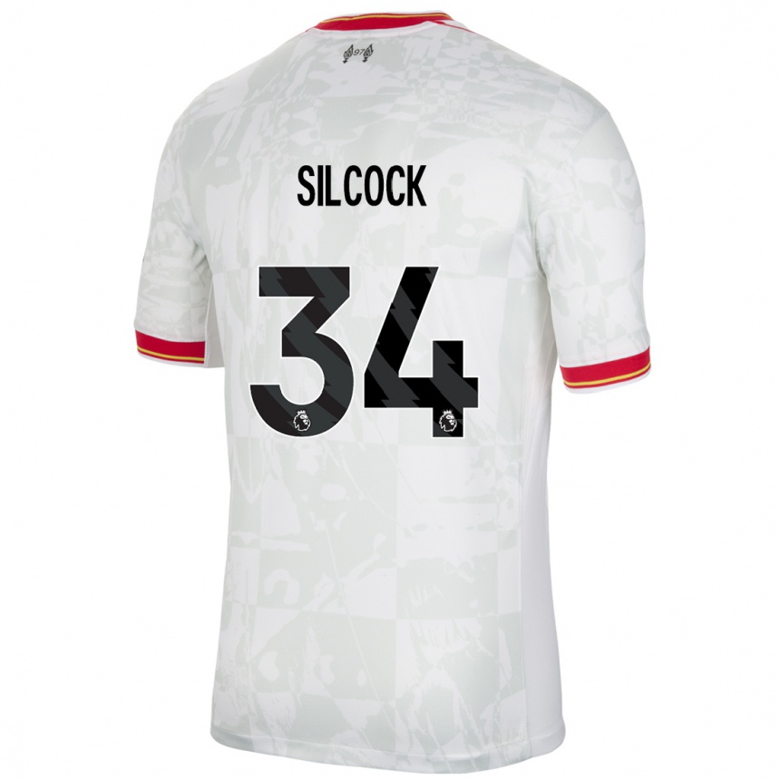 Kids Football Hannah Silcock #34 White Red Black Third Jersey 2024/25 T-Shirt