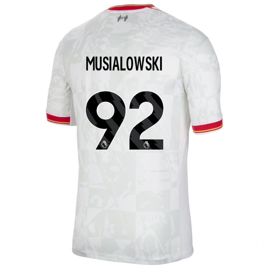 Kids Football Mateusz Musialowski #92 White Red Black Third Jersey 2024/25 T-Shirt