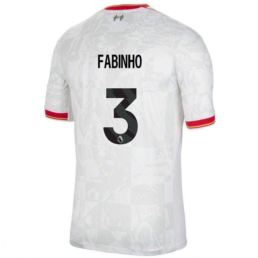 Kids Football Fabinho #3 White Red Black Third Jersey 2024/25 T-Shirt