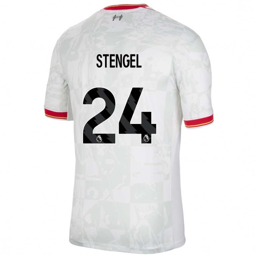 Kids Football Katie Stengel #24 White Red Black Third Jersey 2024/25 T-Shirt