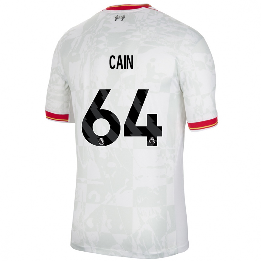 Kids Football Jake Cain #64 White Red Black Third Jersey 2024/25 T-Shirt