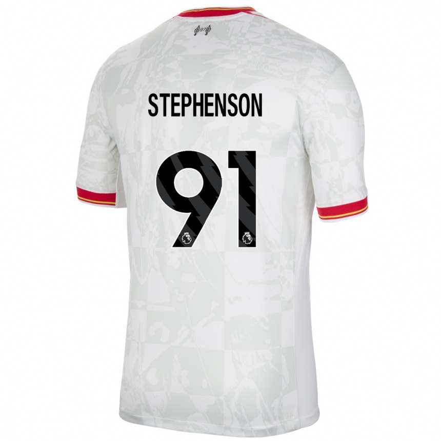 Kids Football Luca Stephenson #91 White Red Black Third Jersey 2024/25 T-Shirt