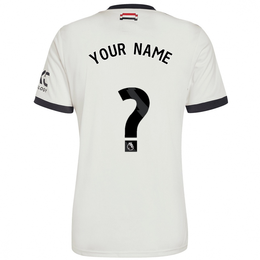 Kids Football Your Name #0 Off White Third Jersey 2024/25 T-Shirt