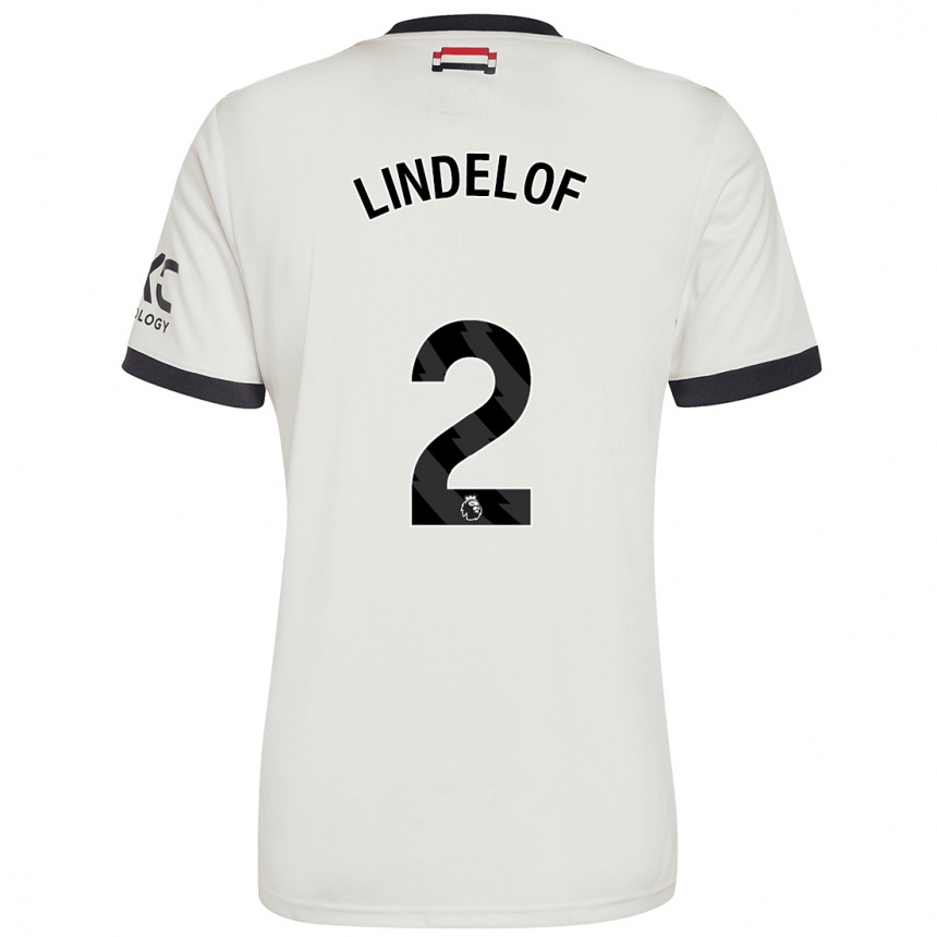 Kids Football Victor Lindelof #2 Off White Third Jersey 2024/25 T-Shirt