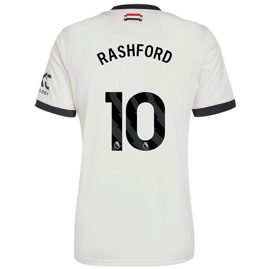 Kids Football Marcus Rashford #10 Off White Third Jersey 2024/25 T-Shirt