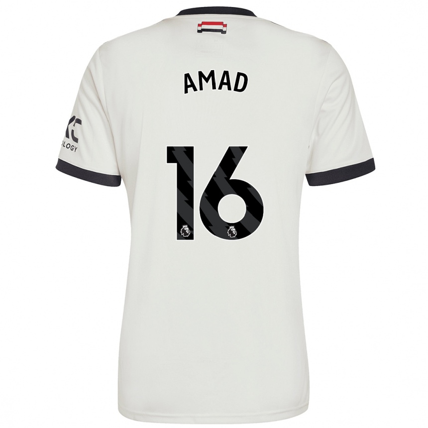 Kids Football Amad Diallo #16 Off White Third Jersey 2024/25 T-Shirt