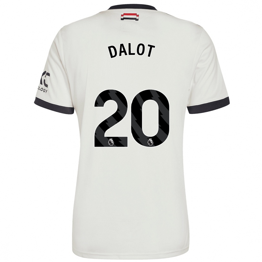 Kids Football Diogo Dalot #20 Off White Third Jersey 2024/25 T-Shirt