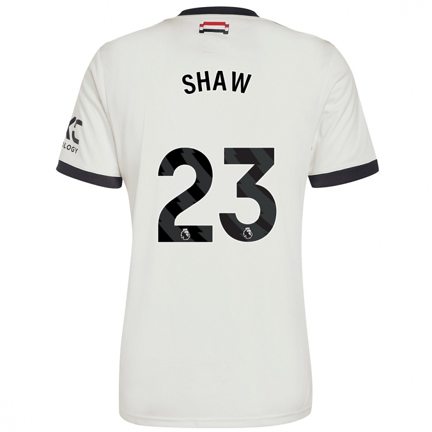 Kids Football Luke Shaw #23 Off White Third Jersey 2024/25 T-Shirt