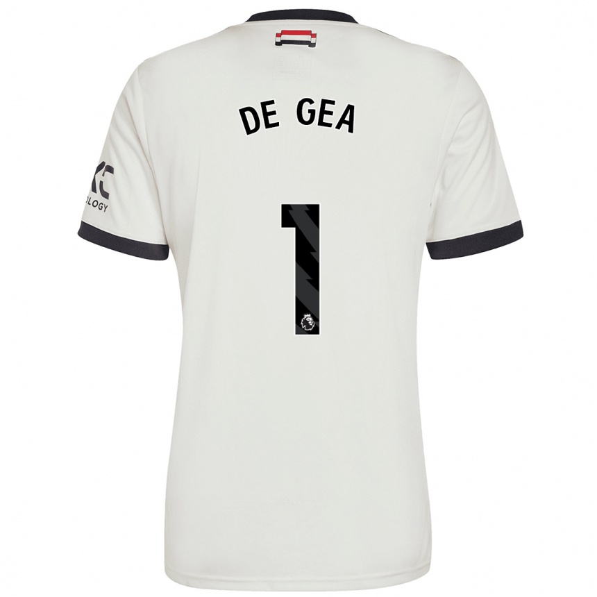 Kids Football David De Gea #1 Off White Third Jersey 2024/25 T-Shirt