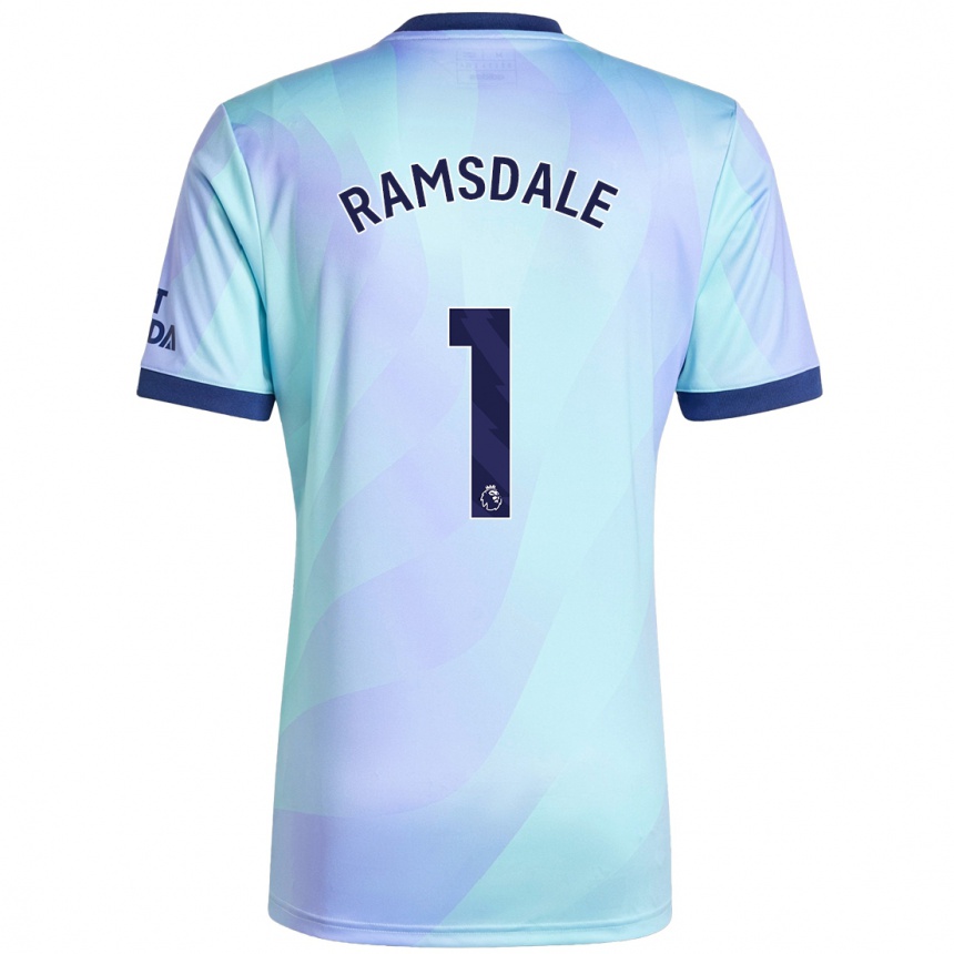 Kids Football Aaron Ramsdale #1 Aqua Third Jersey 2024/25 T-Shirt