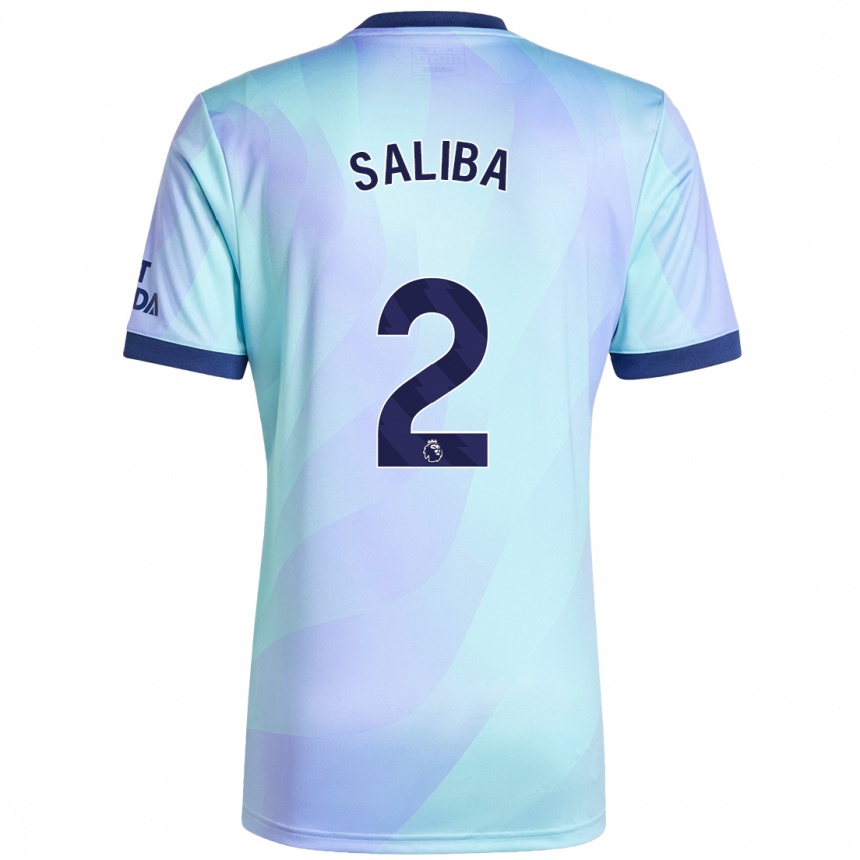 Kids Football William Saliba #2 Aqua Third Jersey 2024/25 T-Shirt