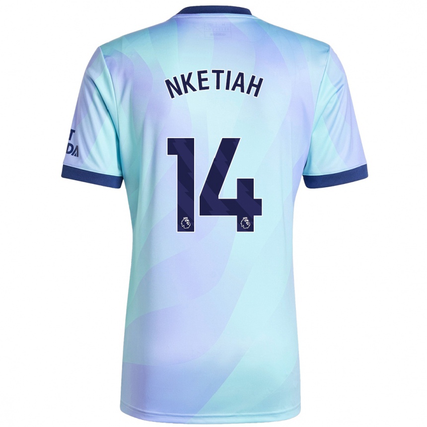 Kids Football Eddie Nketiah #14 Aqua Third Jersey 2024/25 T-Shirt