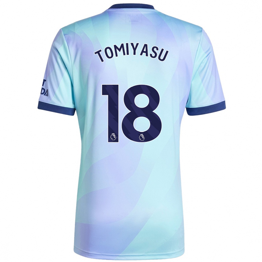 Kids Football Takehiro Tomiyasu #18 Aqua Third Jersey 2024/25 T-Shirt