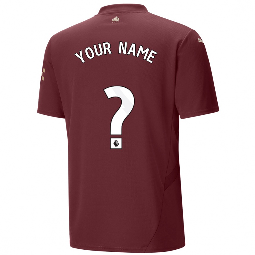 Kids Football Your Name #0 Maroon Third Jersey 2024/25 T-Shirt