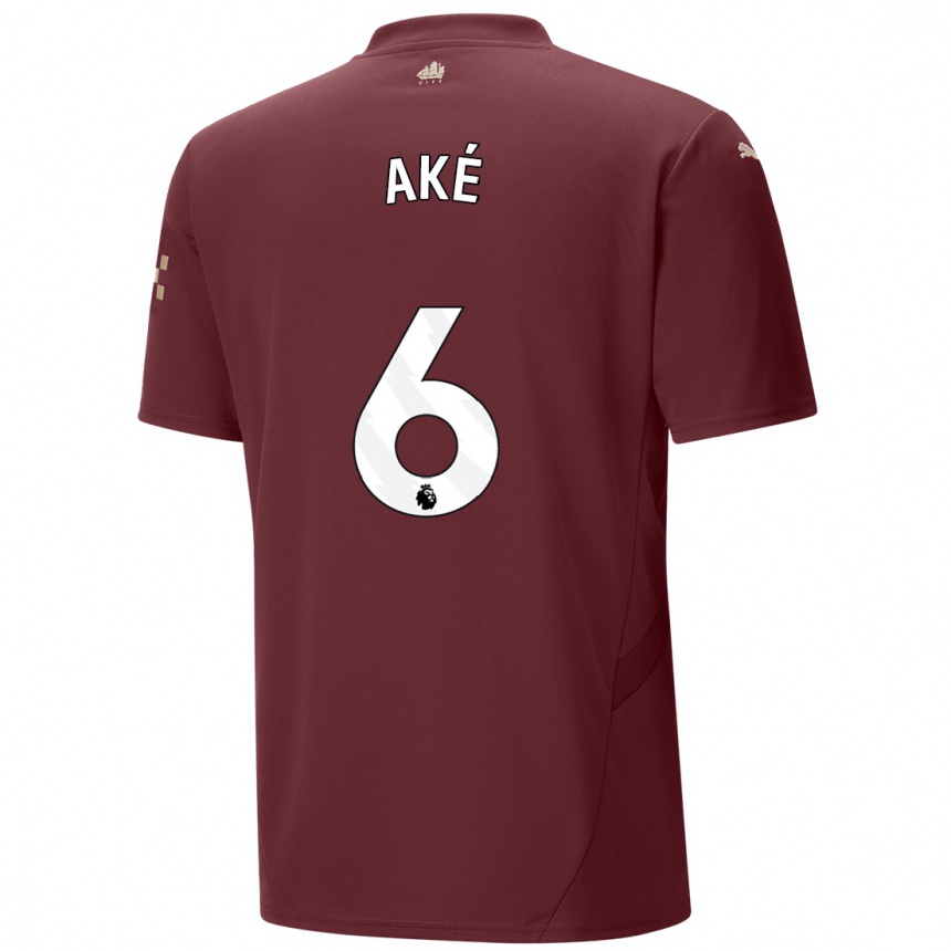 Kids Football Nathan Ake #6 Maroon Third Jersey 2024/25 T-Shirt