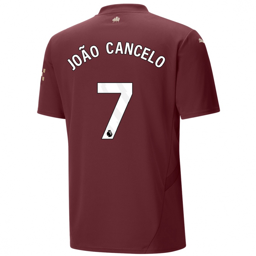 Kids Football Joao Cancelo #7 Maroon Third Jersey 2024/25 T-Shirt