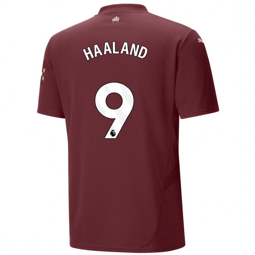 Kids Football Erling Haaland #9 Maroon Third Jersey 2024/25 T-Shirt