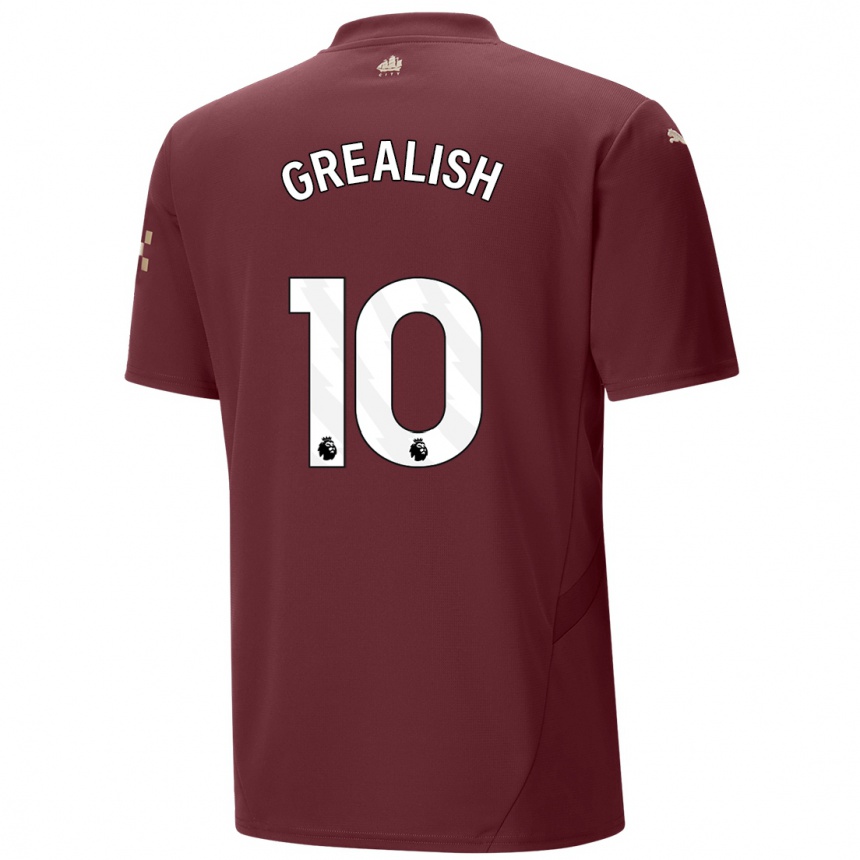 Kids Football Jack Grealish #10 Maroon Third Jersey 2024/25 T-Shirt