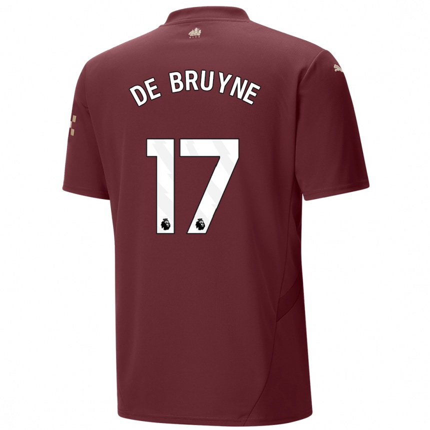 Kids Football Kevin De Bruyne #17 Maroon Third Jersey 2024/25 T-Shirt