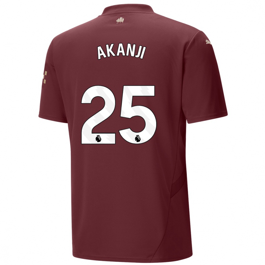 Kids Football Manuel Akanji #25 Maroon Third Jersey 2024/25 T-Shirt