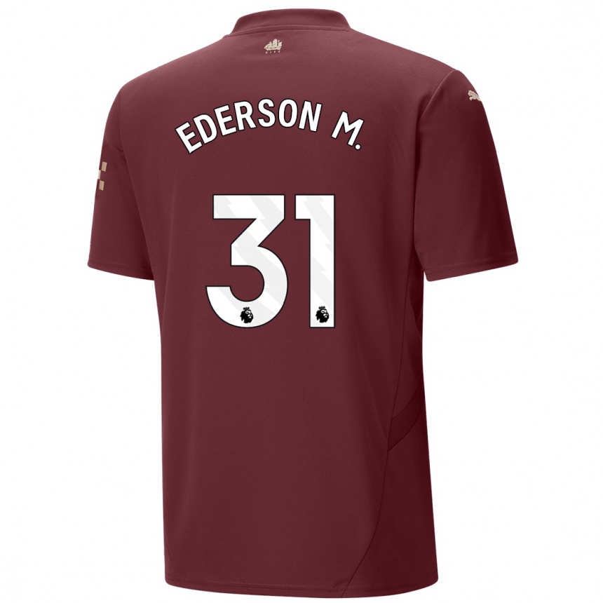 Kids Football Ederson Moraes #31 Maroon Third Jersey 2024/25 T-Shirt