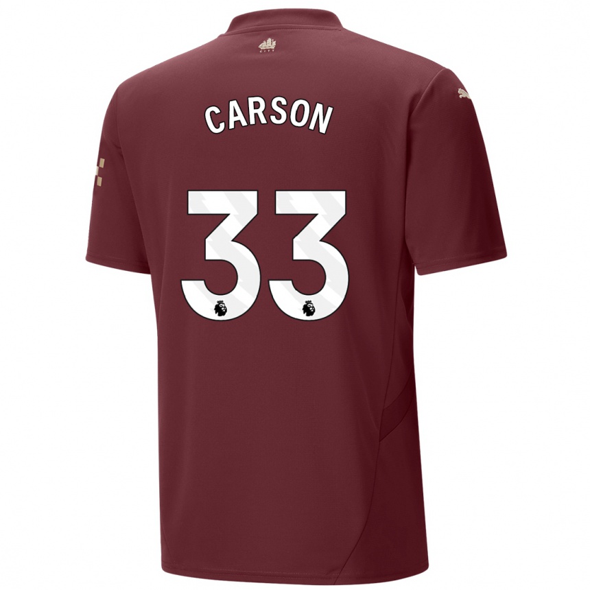 Kids Football Scott Carson #33 Maroon Third Jersey 2024/25 T-Shirt