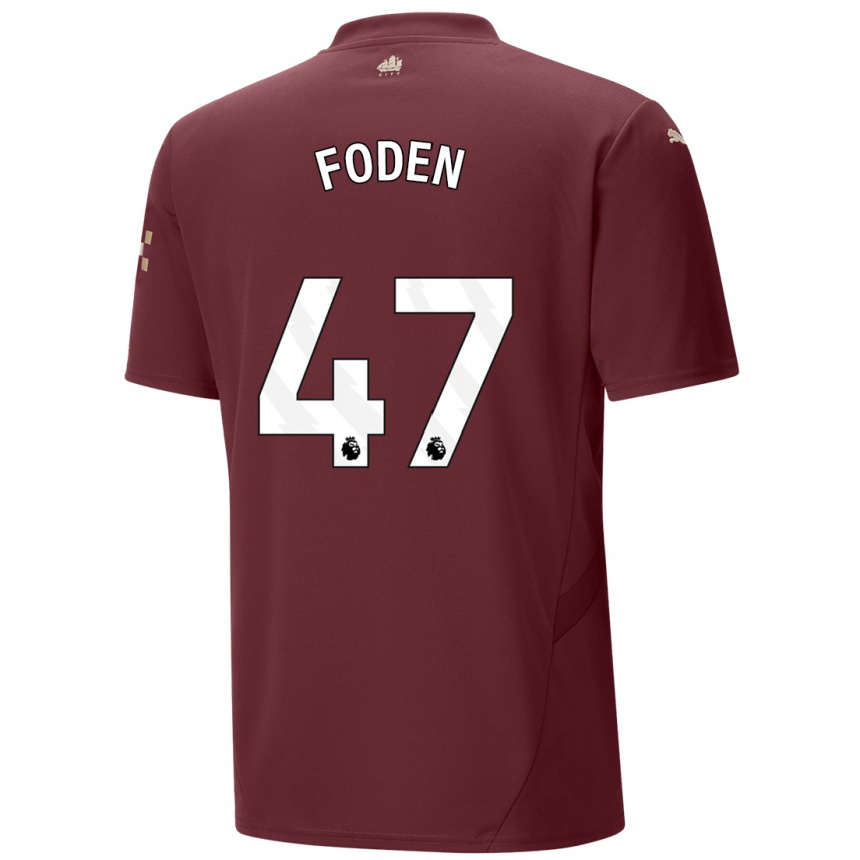 Kids Football Phil Foden #47 Maroon Third Jersey 2024/25 T-Shirt