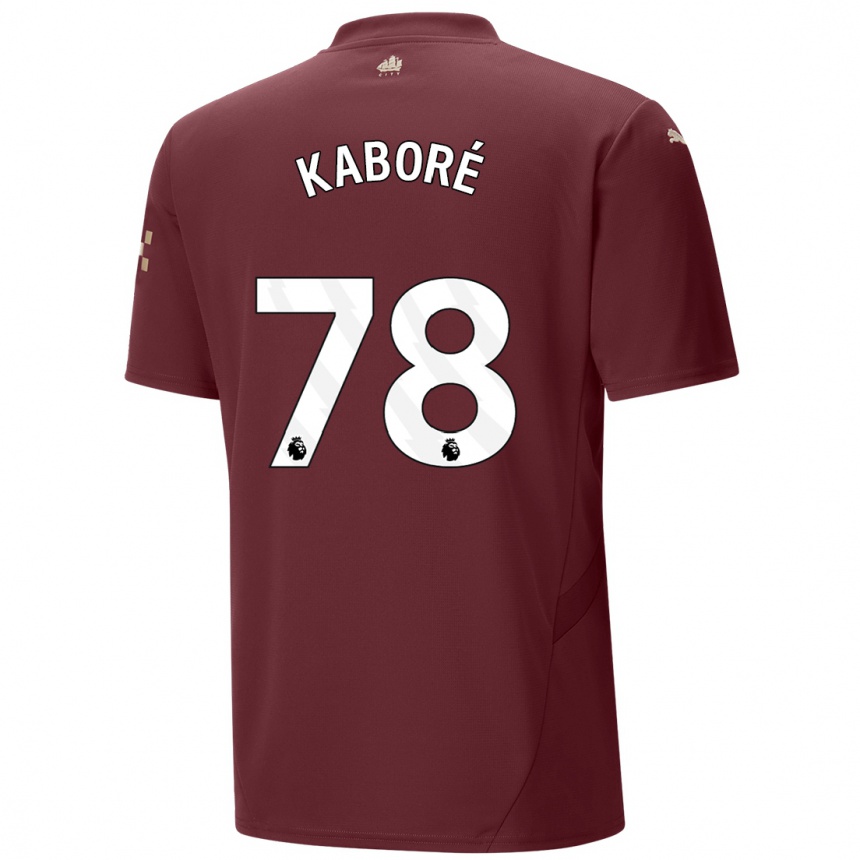 Kids Football Issa Kabore #78 Maroon Third Jersey 2024/25 T-Shirt