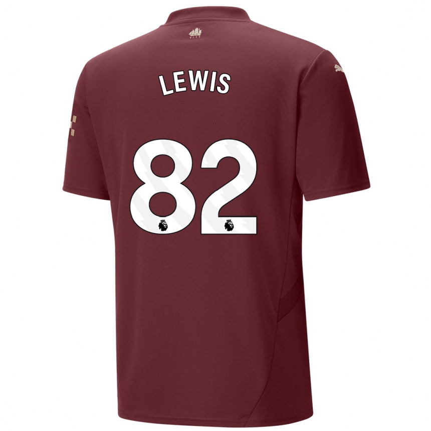 Kids Football Rico Lewis #82 Maroon Third Jersey 2024/25 T-Shirt