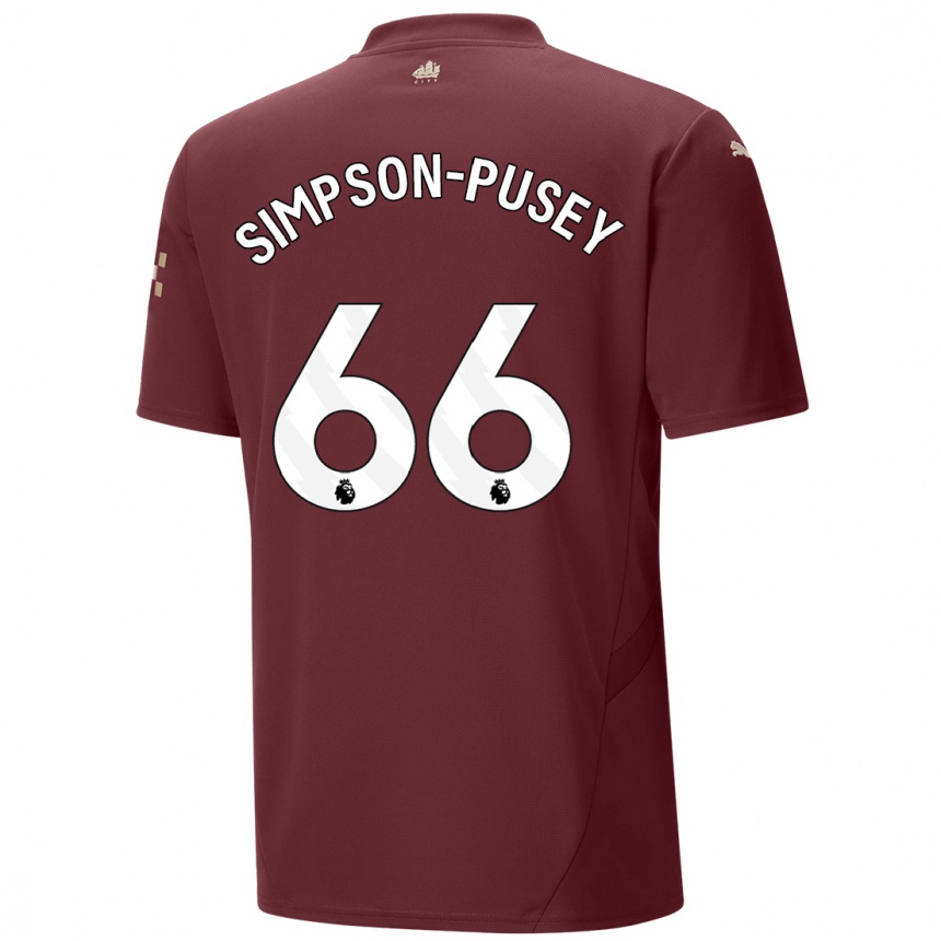 Kids Football Jahmai Simpson-Pusey #66 Maroon Third Jersey 2024/25 T-Shirt