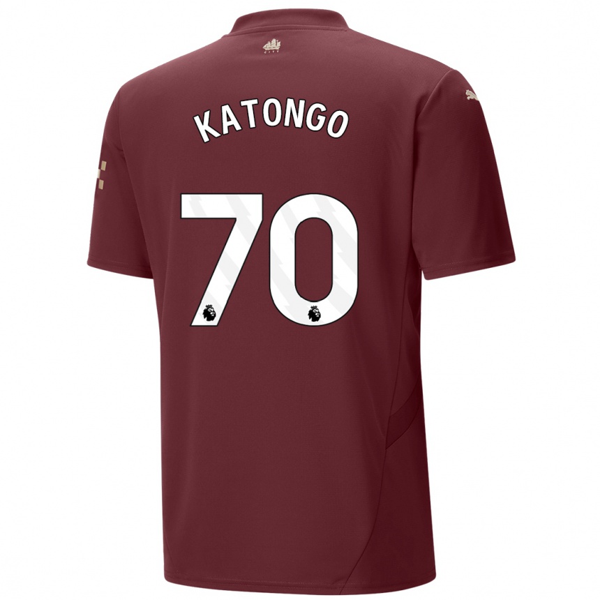 Kids Football Jadel Katongo #70 Maroon Third Jersey 2024/25 T-Shirt